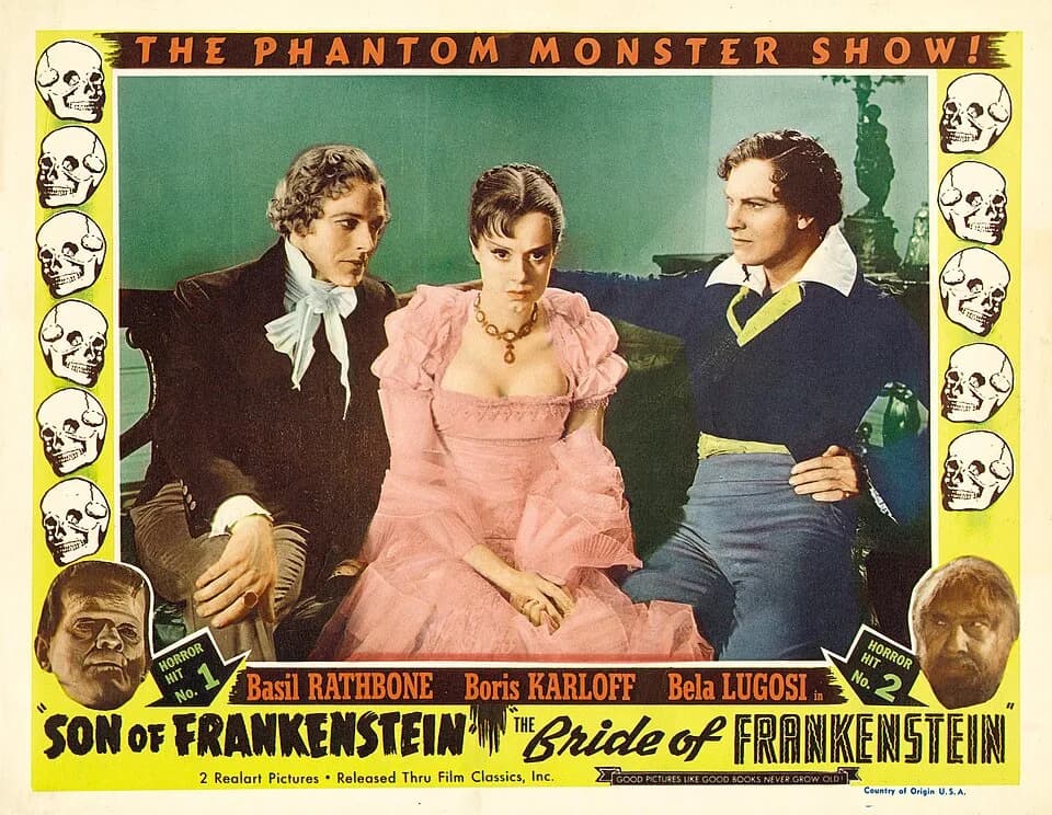 Elsa Lanchester - L. to R. : Douglas Walton, Elsa Lanchester &amp; Gavin Gordon in Bride of Frankenstein - promotional poster