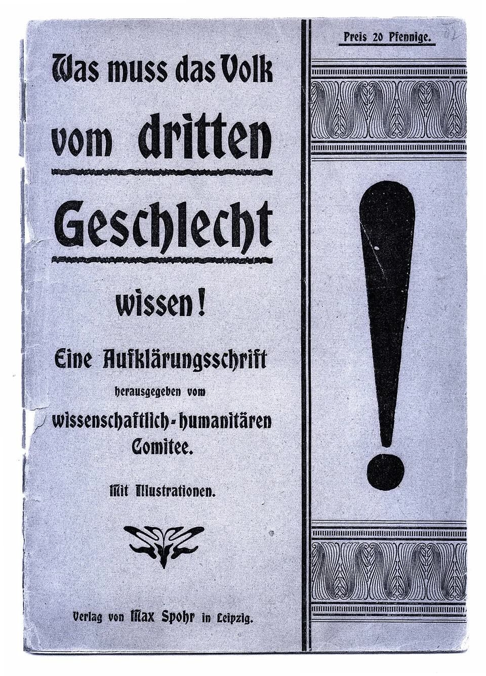 Magnus Hirschfeld - Titelblatt der Publikation "Was muss das Volk vom Dritten Geschlecht wissen!" von Magnus Hirschfeld, Leipzig 1901.