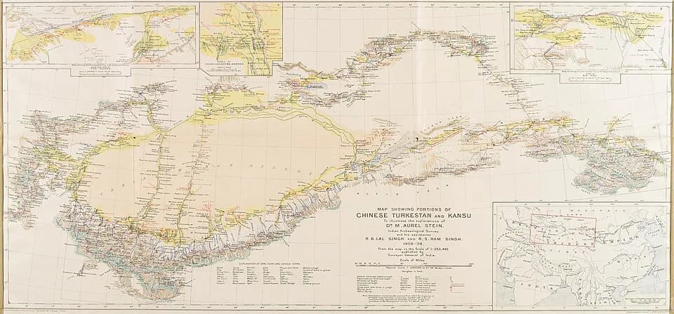 Aurel Stein - Map of Central Asia (1922) by Aurel Stein, published in "Serindia", vol. 5.