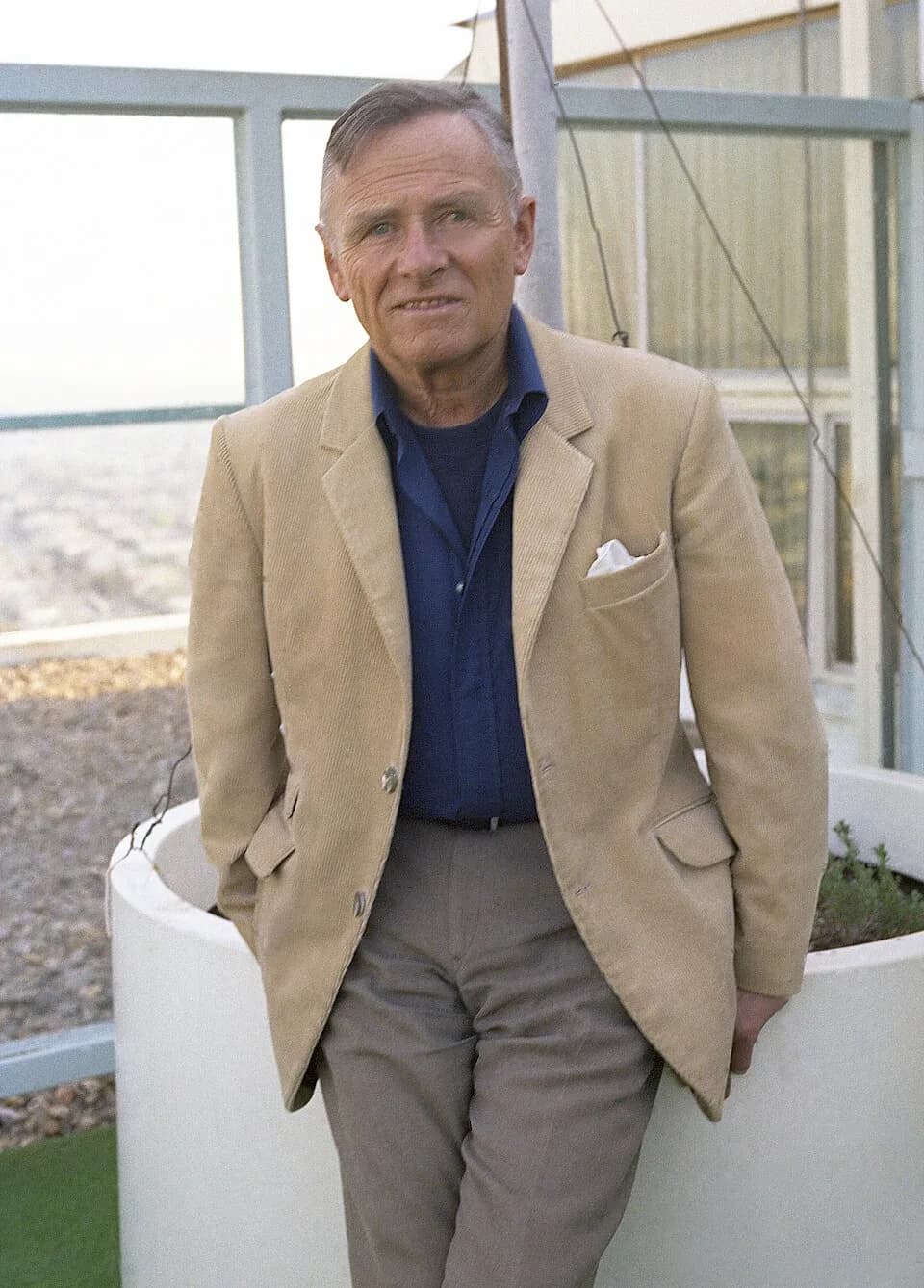 Christopher Isherwood - Christopher Isherwood on roof of Hyatt Hotel Los Angeles
