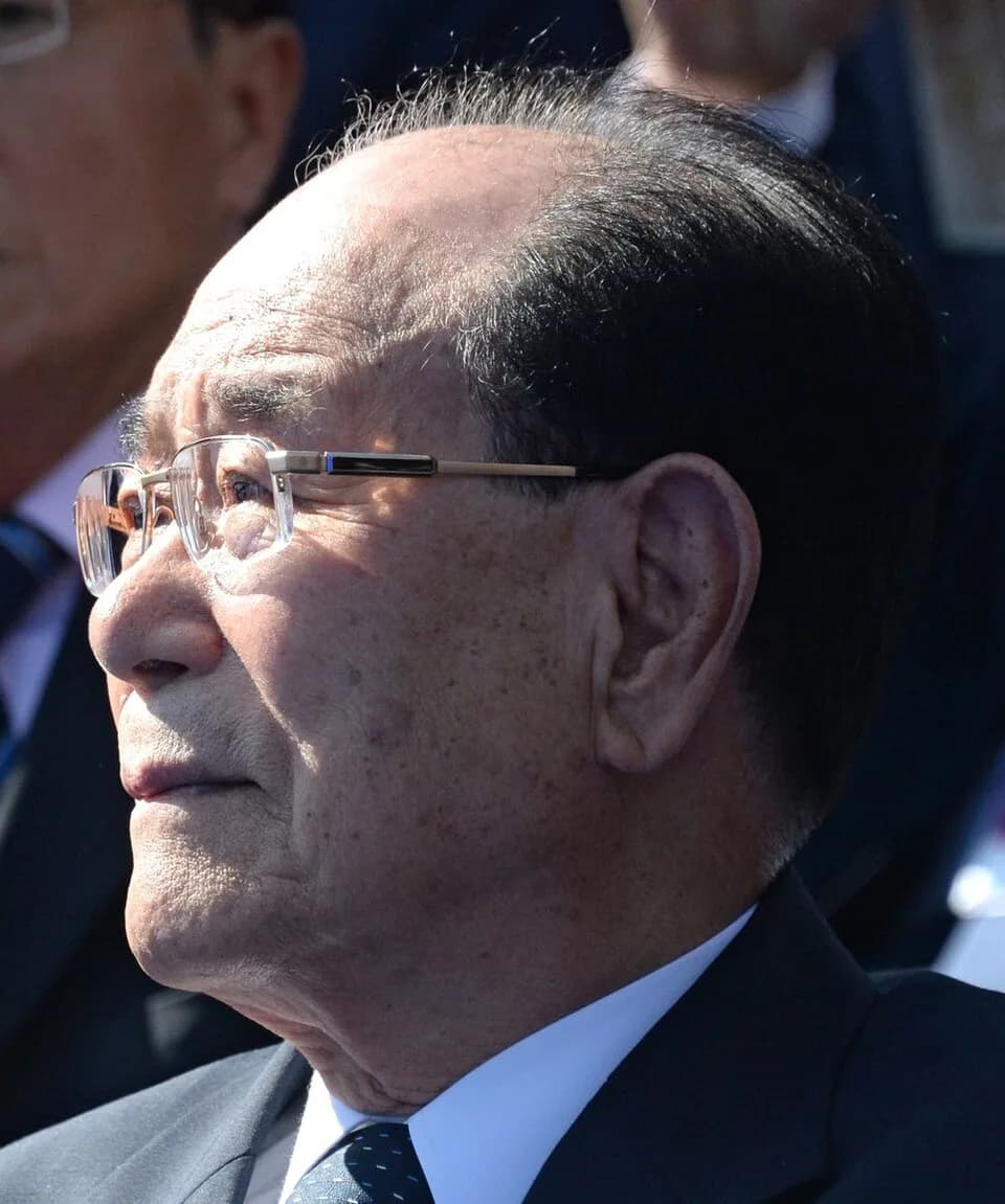 Kim Yong-nam - Kim Yong-nam, Chairman of the Presidium of the Supreme People's Assembly of the Democratic People's Republic of Korea, at the military parade to mark the 70th anniversary of Victory in