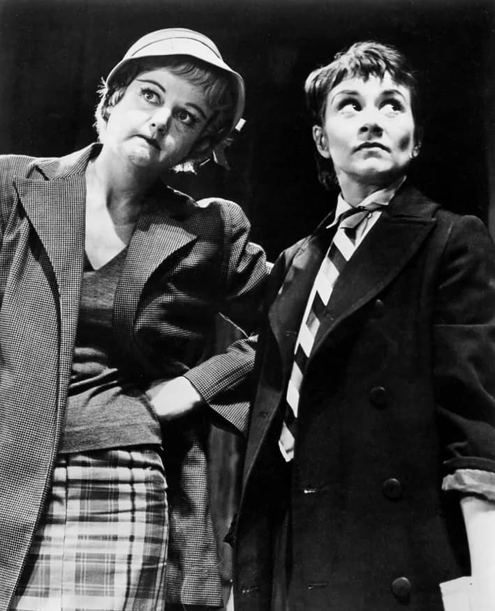 Joan Plowright - Angela Lansbury as Helen and Joan Plowright as her daughter, Jo, survey their new flat in the Broadway presentation of A Taste of Honey.