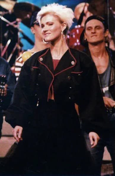 Marie Fredriksson - Marie Fredriksson of Roxette at the July 17 to August 12, 1987 "Rock Runt Riket" Swedish concert tour in Gävle. This photo was personally taken by Thomas Evensson