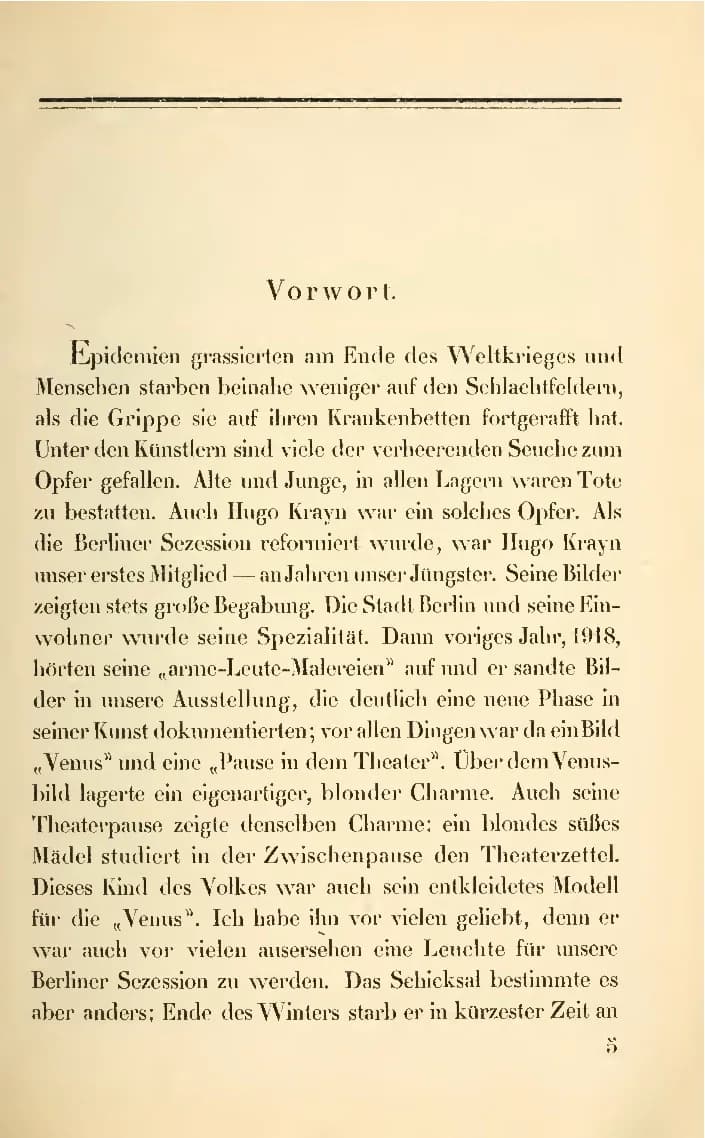Lovis Corinth - Karl Schwarz, Hugo Krayn. Mit einem Vorwort von Lovis Corinth. Leipzig : Klinkhardt &amp; Biermann  1919