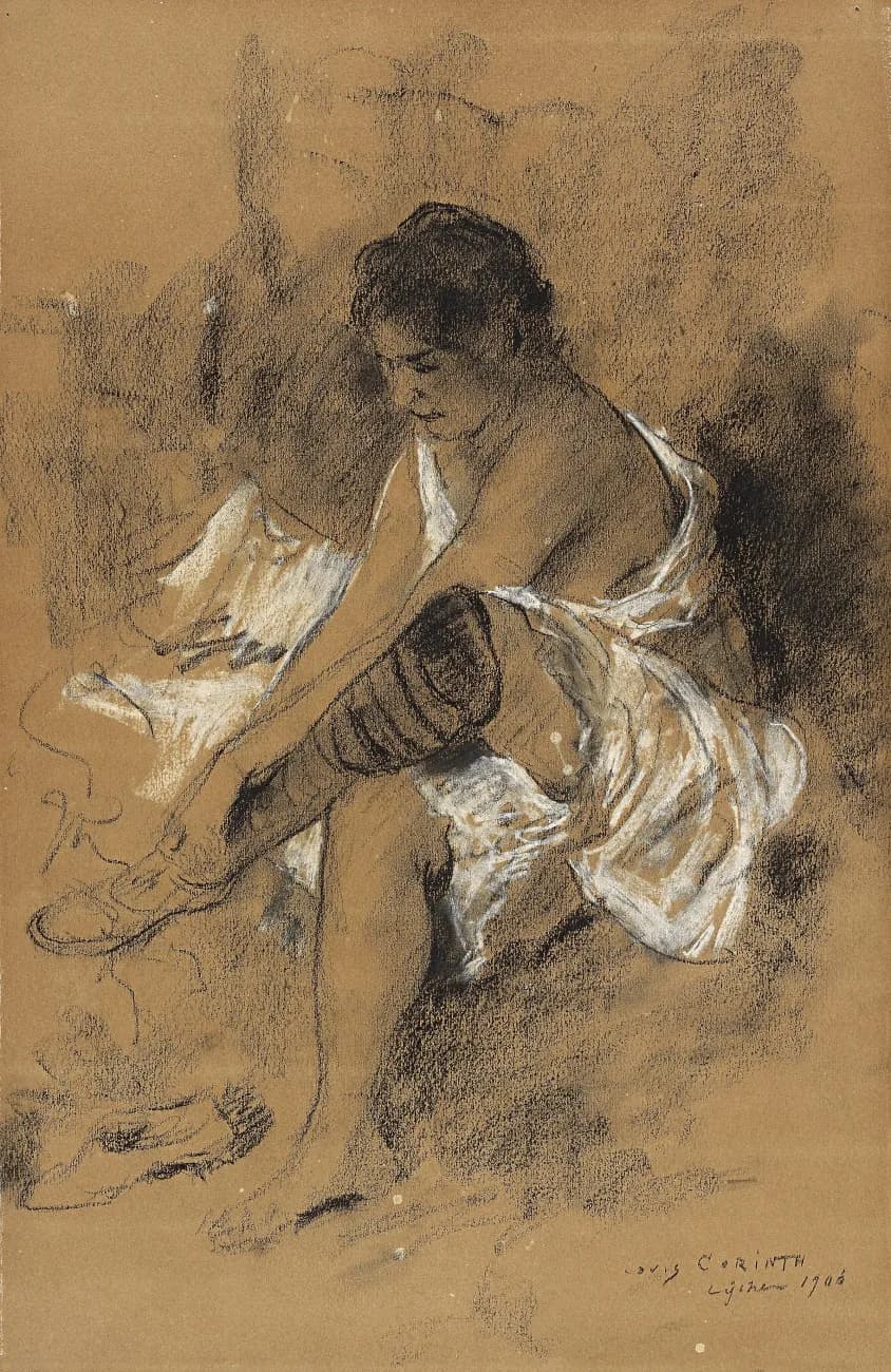 Lovis Corinth - 1906 Lovis Corinth Strumpfanziehendes Mädchen.jpg