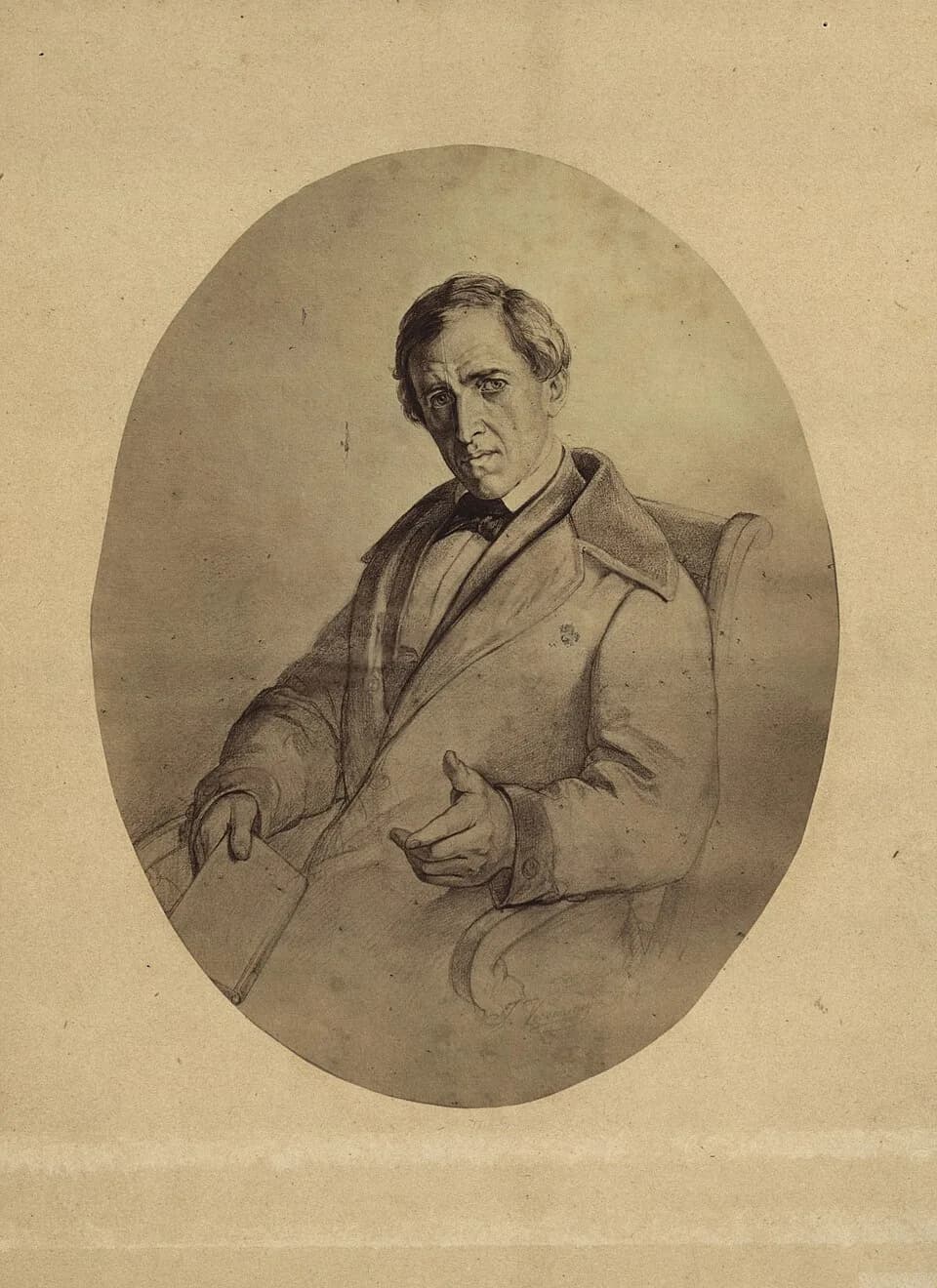 David Strauss - Portrait David Friedrich Strauß, Bleistiftzeichnung