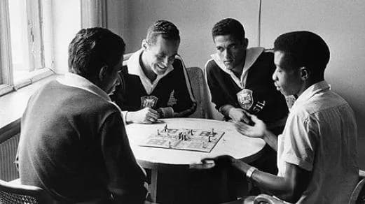Vavá - Brazilian football (soccer) players Vavá, Gilmar, Garrincha and Moacyr