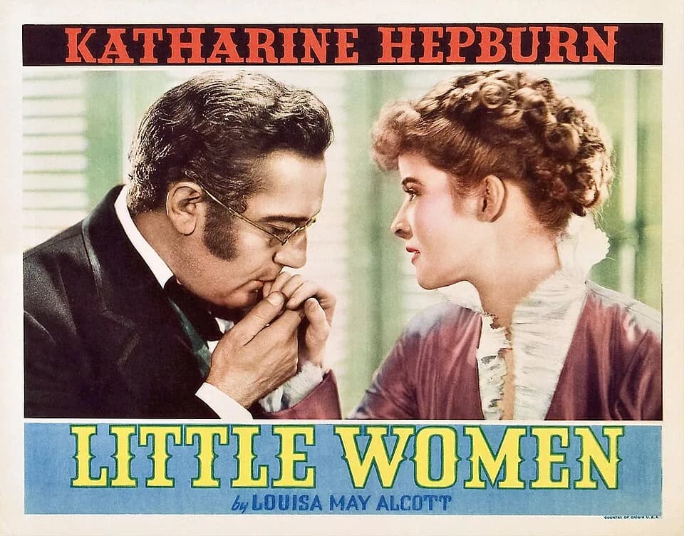 Paul Lukas - Lobby card from the 1933 film Little Women. Pictured are Paul Lukas and Katharine Hepburn.