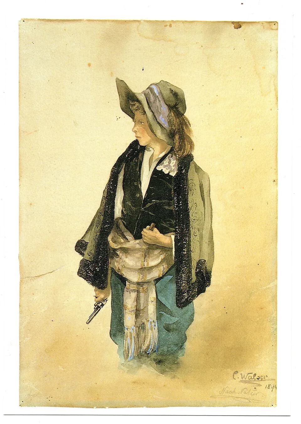 Robert Walser - Aquarel van Robert Walser als Karl Moor, gemaakt door Karl Walser in 1894