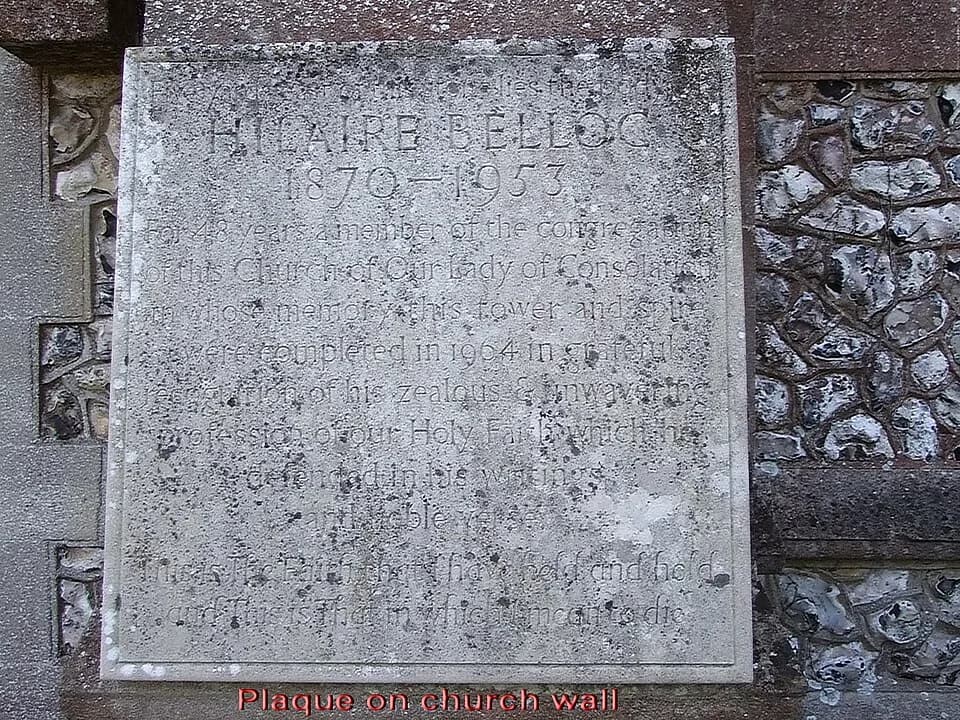 Hilaire Belloc - Plaque to Hilaire Belloc at churchard