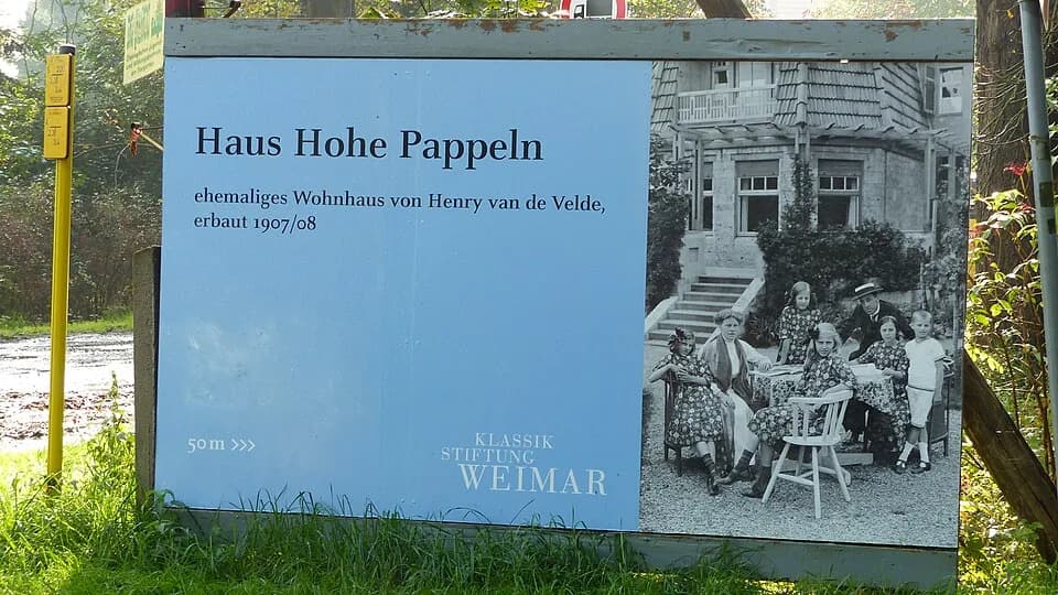 Henry van de Velde - Infotafel zum Haus Hohe Pappeln, Weimar