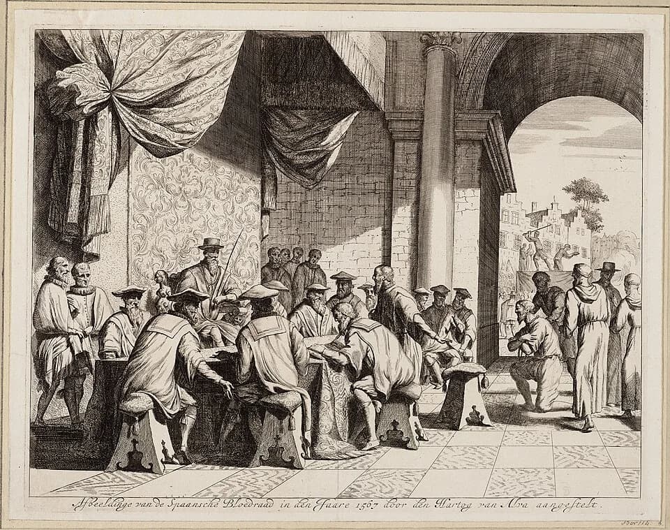 Fernando Álvarez de Toledo, 3rd Duke of Alba - Engraving of Council of Troubles