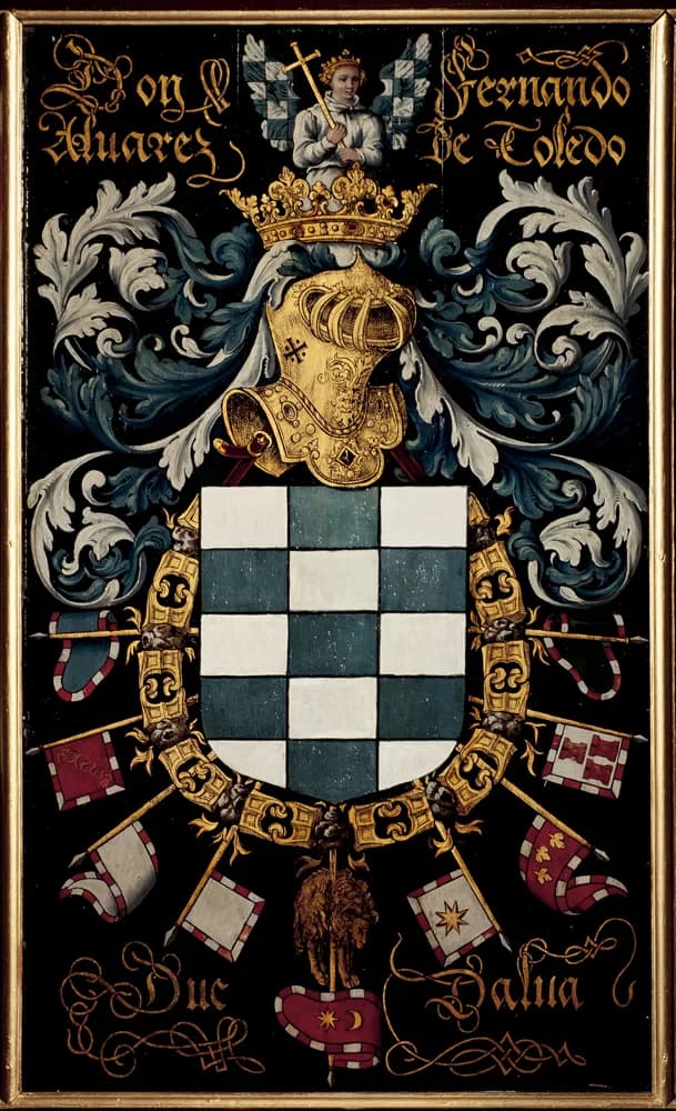 Fernando Álvarez de Toledo, 3rd Duke of Alba - schilder uit Valenciennes; vermoedelijk Jacques Le Boucq, Blazoen van het 23ste Gulden-Vlieskapittel, 1559, Fernando Alvarez de Toledo; inv: 433 N.194