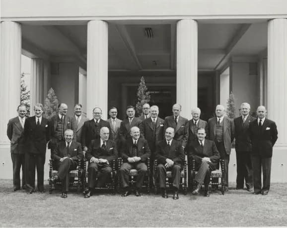 Robert Menzies - The 11 May 1951 to 9 July 1954 Menzies Liberal/ Country Party Ministry.
Left to right, seated:
Harold Holt, Minister for Labour and National Service and Minister for Immigration
R