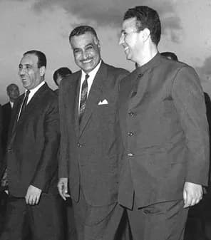 Abdul Salam Arif - President Abdul Salam Arif of Iraq (left), President Gamal Abdel Nasser of Egypt (center) and President Ahmed Ben Bella of Algeria (right). Nasser was receiving them for the 1964 Ar
