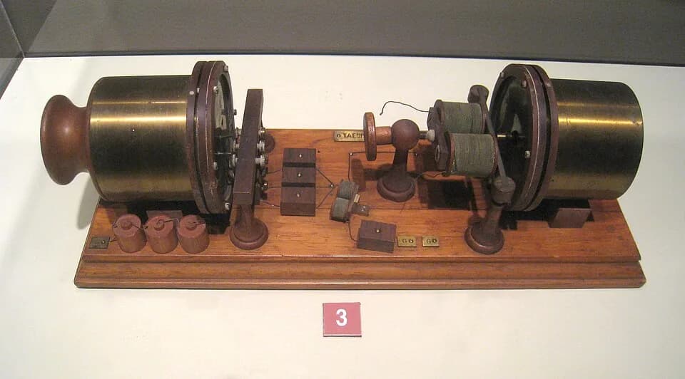 Thomas Edison - Carbon-resistance telephone transmitter, 1878, patent model by Thomas Edison. Exhibit in National Museum of American History, Washington, DC, USA.