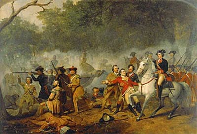 George Washington - George Washington as Captain in the French and Indian War, by Junius Brutus Stearns, oil on canvas, circa 1849-1856, Virginia Museum of Fine Arts.