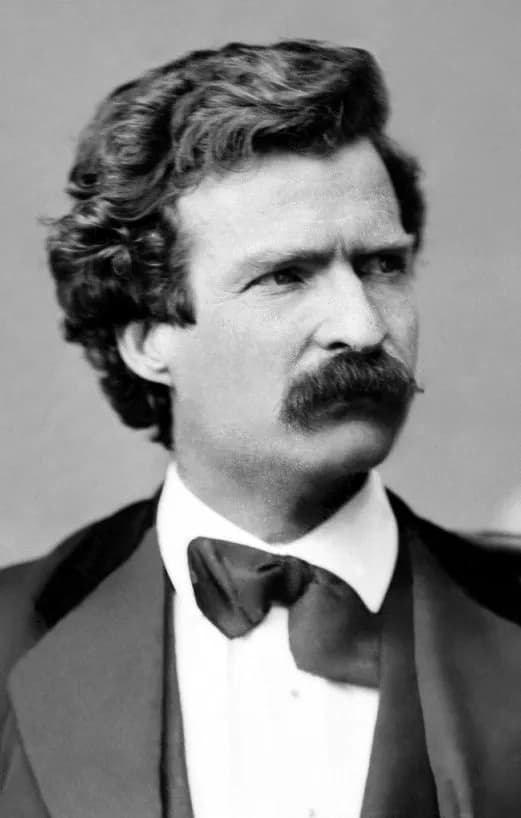 Mark Twain - Repaired Mark Twain photo portrait taken by Mathew Brady in his own photographic studio at Broadway and Fulton streets in New York City..