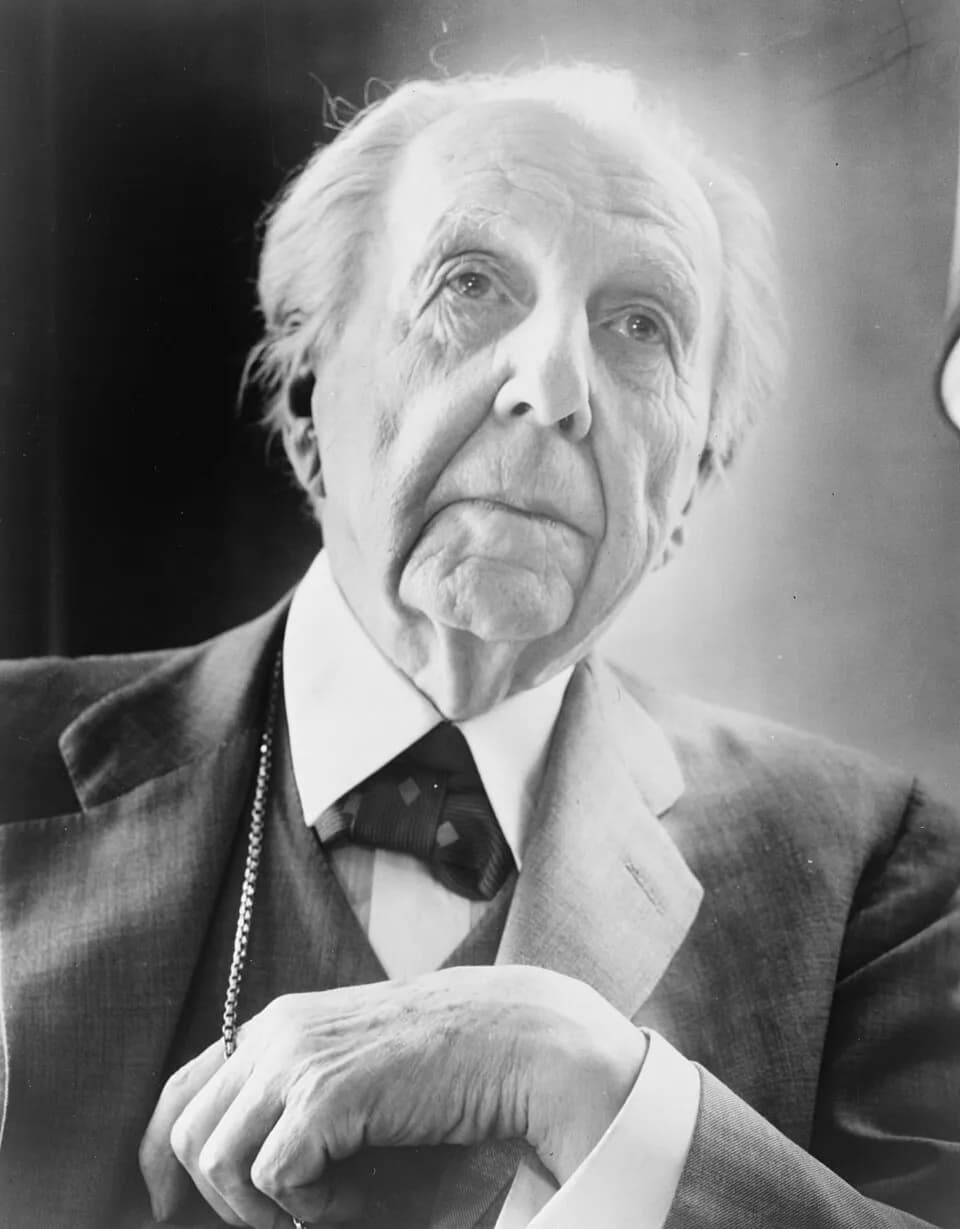 Frank Lloyd Wright - Frank Lloyd Wright, head-and-shoulders portrait, facing front / World Telegram & Sun photo by Al Ravenna.