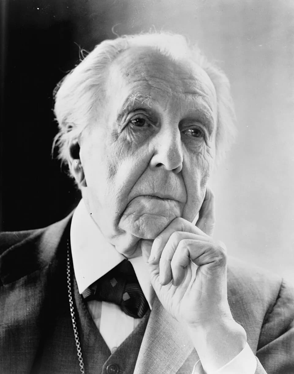 Frank Lloyd Wright - Frank Lloyd Wright, head-and-shoulders portrait, facing right / World Telegram & Sun photo by Al Ravenna.