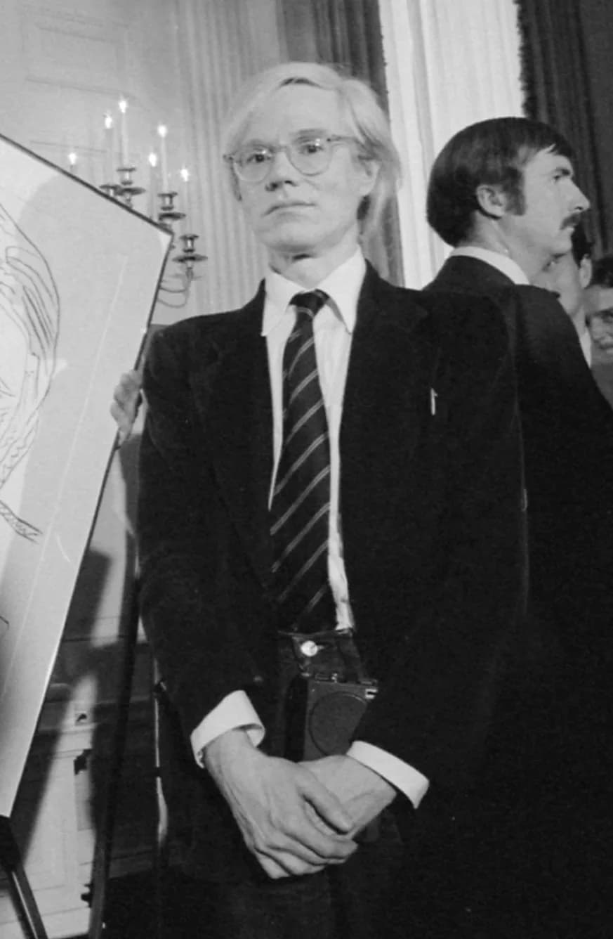 Andy Warhol - Andy Warhol during a reception for inaugural portfolio artists