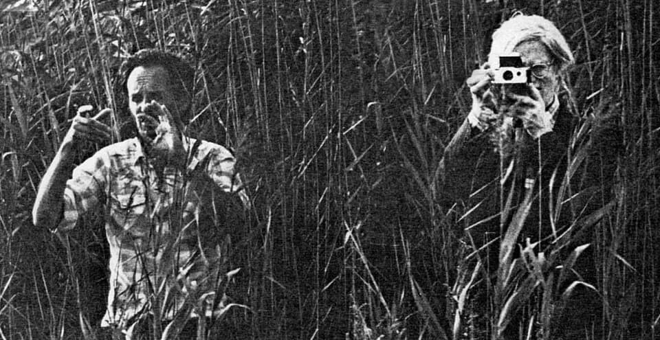 Andy Warhol - Andy Warhol (right) and Ulli Lommel on the set of Cocaine Cowboys
