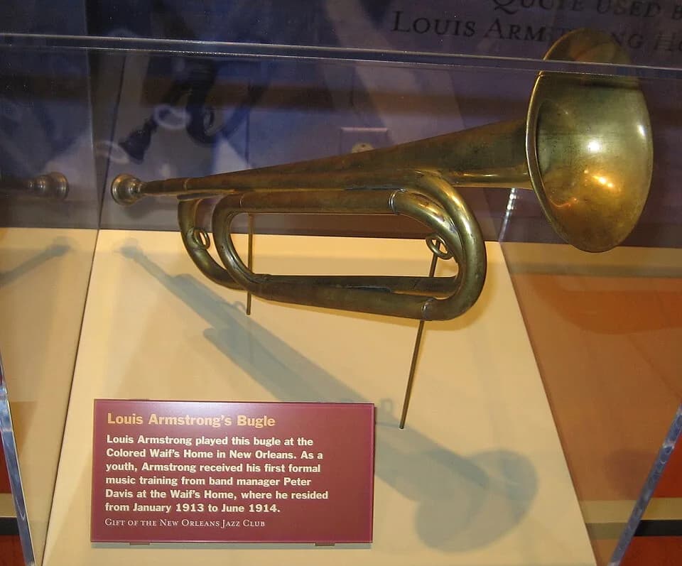 Louis Armstrong - Louisiana State Museum, Baton Rouge, Louisiana. Bugle played by Louis Armstrong during his childhood in the Colored Waif's Home.