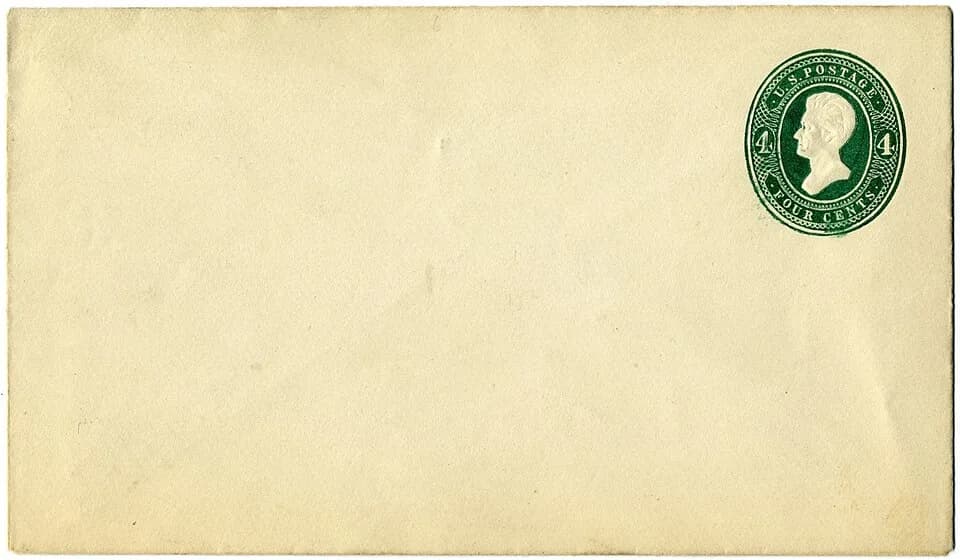 Andrew Jackson - 1883 four cents stamped envelope featuring portrait of President Andrew Jackson.