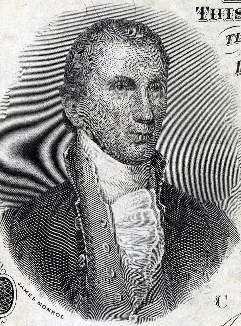 James Monroe - Engraved portrait from United States Currency
