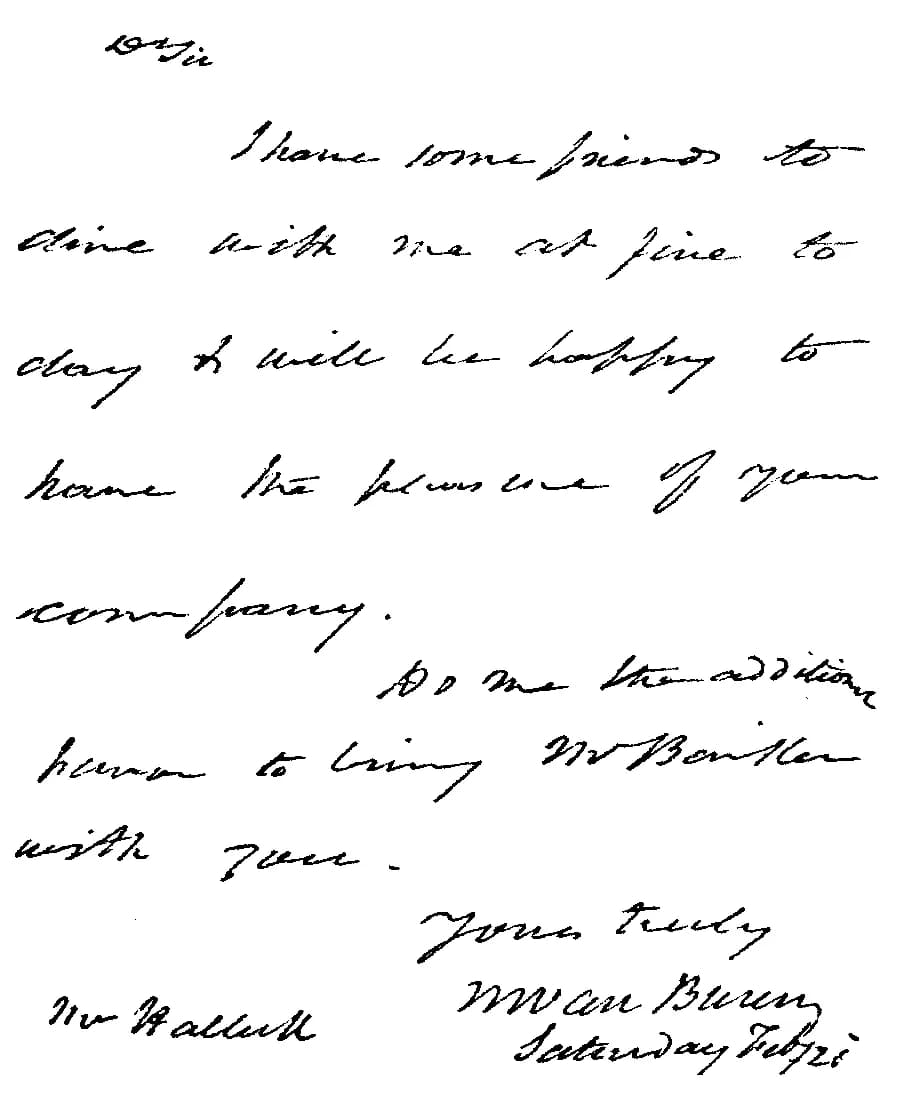 Martin Van Buren - Facsimile letter from Martin Van Buren to Fitz-Greene Halleck