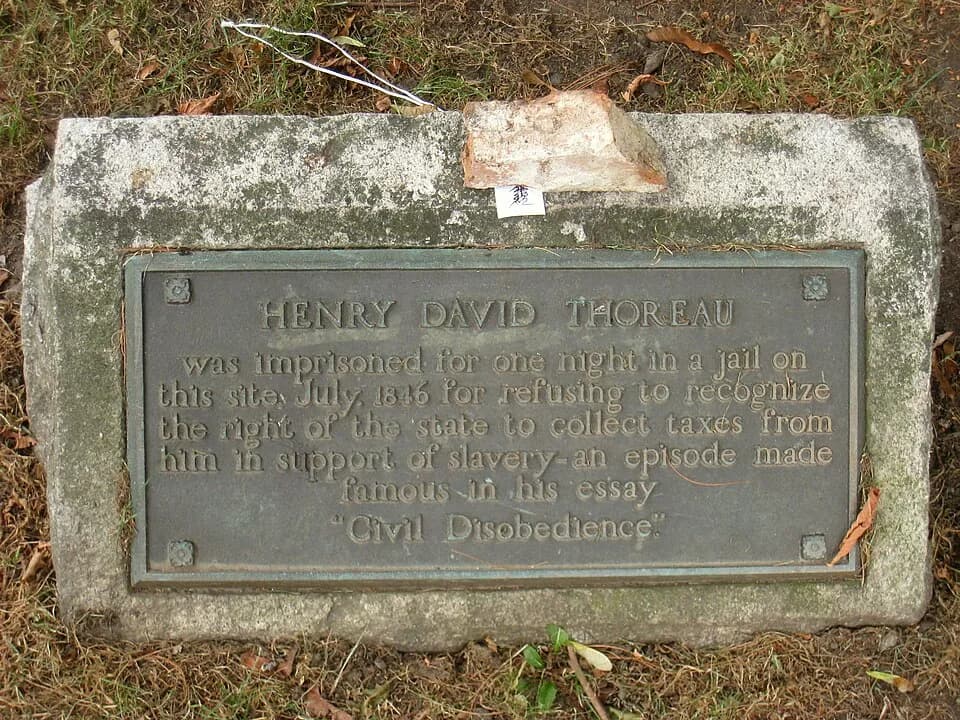 Henry David Thoreau - Plaque commemorating Thoreau's night in jail. Located in Concord, Massachusetts, USA.