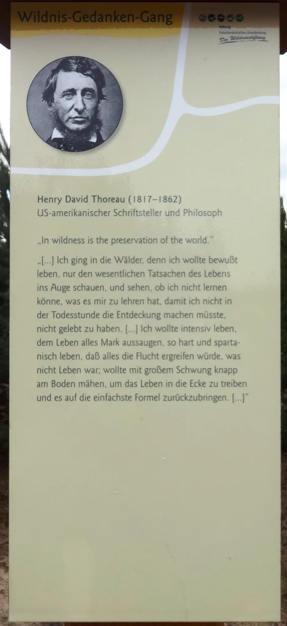 Henry David Thoreau - Das NSG Forst Zinna Jüterbog-Keilberg befindet sich auf einem ehemaligen Truppenübungsplatz. Das 7200 Hektar große Gebiet ist die größte zusammenhängende Fläche, die von der Stif