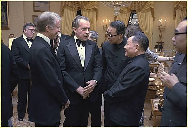 Henry Kissinger - Jimmy Carter and Richard Nixon confer with Chinese Vice Premier Deng Xiaoping, , January 1979. NLC-WHSP-C-09162-18A is the file number with the Jimmy Carter Library, Atlanta GA