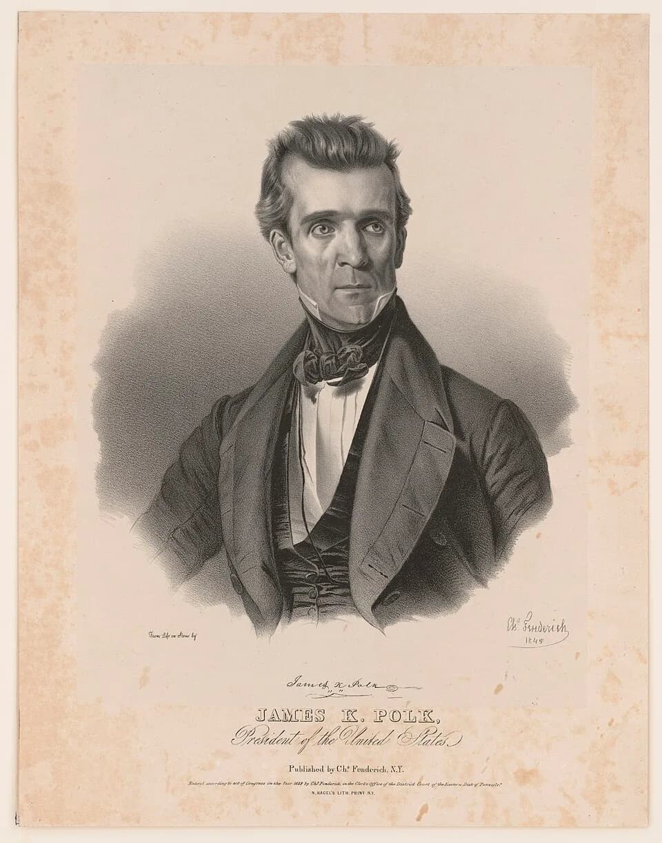 James K. Polk - Title: James K. Polk, President of the United States
Abstract: Print shows James K. Polk, half-length portrait, facing front.
Physical description: 1 print : lithograph, chine collé ; 