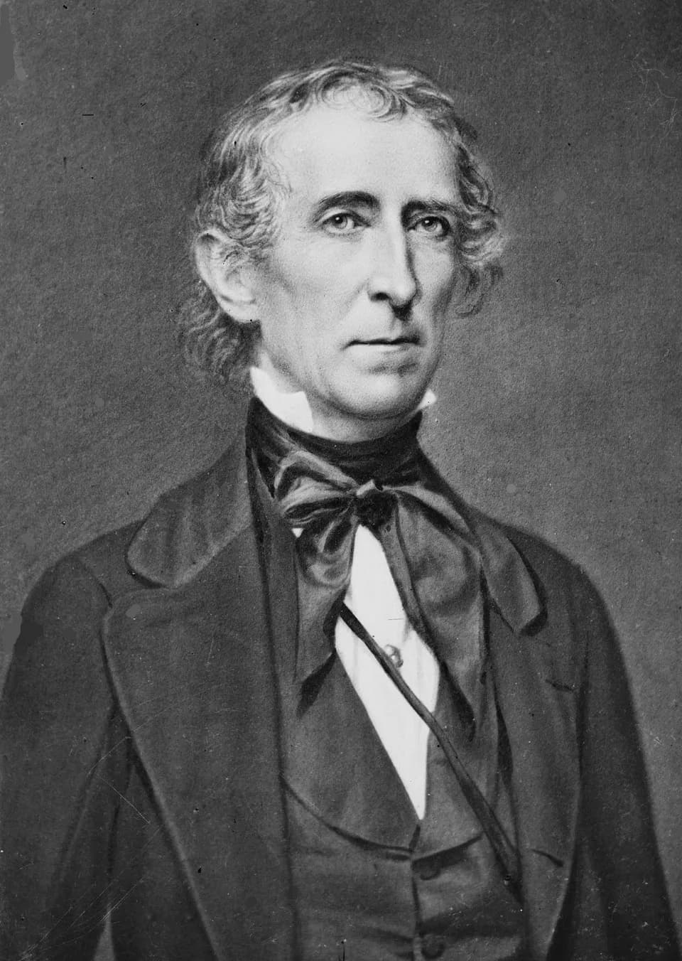 John Tyler - "President John Tyler, half-length portrait, facing right." Brady-Handy Collection. Reproduction of a photographic print.