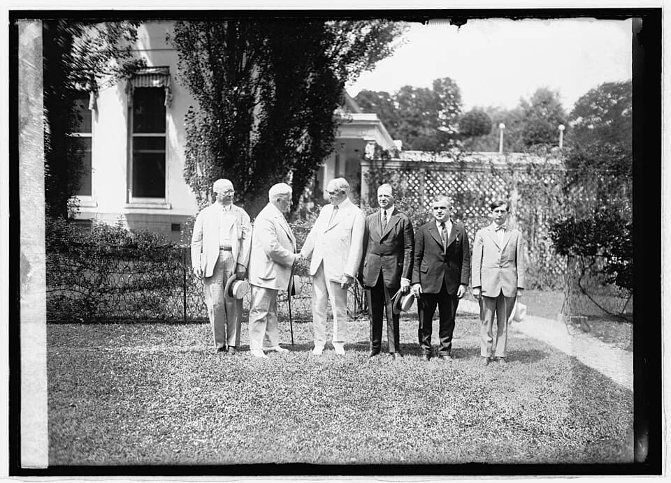 Warren G. Harding - Title: Eagles group with Harding
Abstract/medium: 1 negative : glass ; 5 x 7 in. or smaller