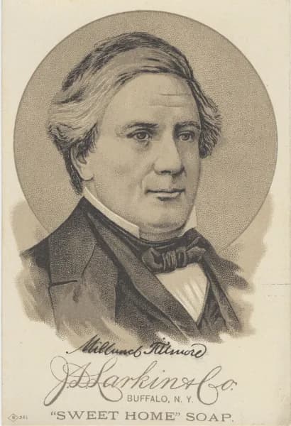 Millard Fillmore - Persistent URL: digital.lib.muohio.edu/u?/tradecards,2972
Subject (TGM): Men; Presidents; Portrait prints; Household soap; Cosmetics &amp; soap; Cosmetics industry; Chemical industr
