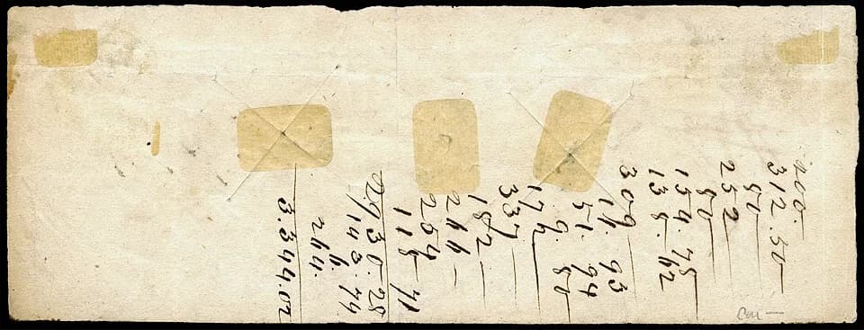 William Henry Harrison - Reverse of Harrison check