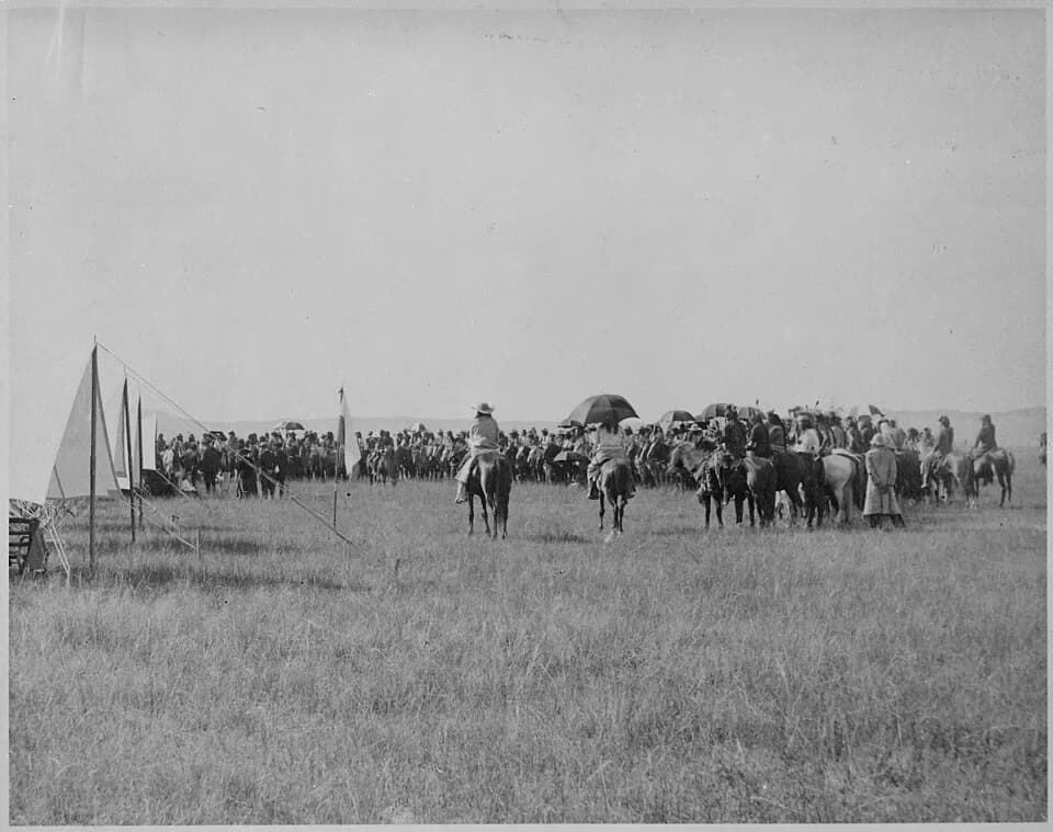 Chester A. Arthur - Indian reception of President Chester A. Arthur at Fort Washakie, Wyo. Terr.,1883 - NARA - 533175.jpg