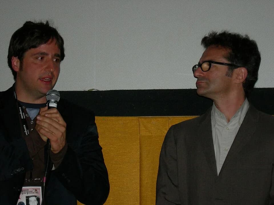 Kurt Cobain - L-to-R: Film director AJ Schnack and author/journalist Michael Azerrad at the Neptune Theater during the 2007 Seattle International Film Festival, after showing their film Kurt Cobain: A