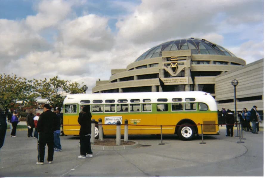 Rosa Parks - This is a full shot of the Cleveland Avenue bus, which Rosa Parks made famous in December of 1955 when she refused to give up her seat to a white man in Montgomery, ALThe Rosa Parks bus