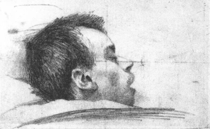 William James - Drawing by William James of his brother, Garth Wilkinson ("Wilky") James, recovering from his wounds received in the attack on Fort Wagner. Wilky was an adjutant to Col. Robert Gould