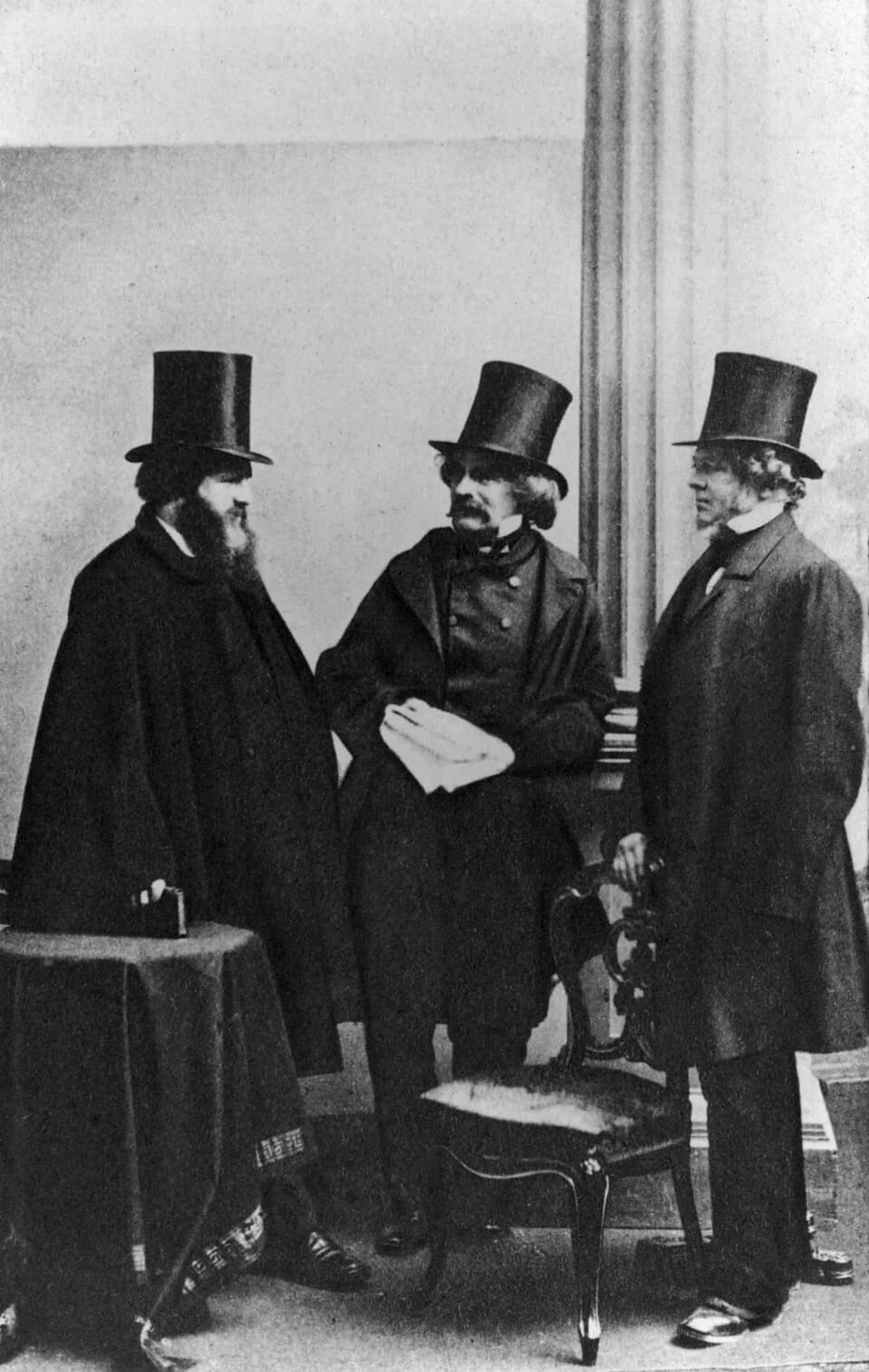Nathaniel Hawthorne - James Thomas Fields; Nathaniel Hawthorne; William Davis Ticknor, by unknown artist. See source website for additional information.
This set of images was gathered by User:Dcoetz