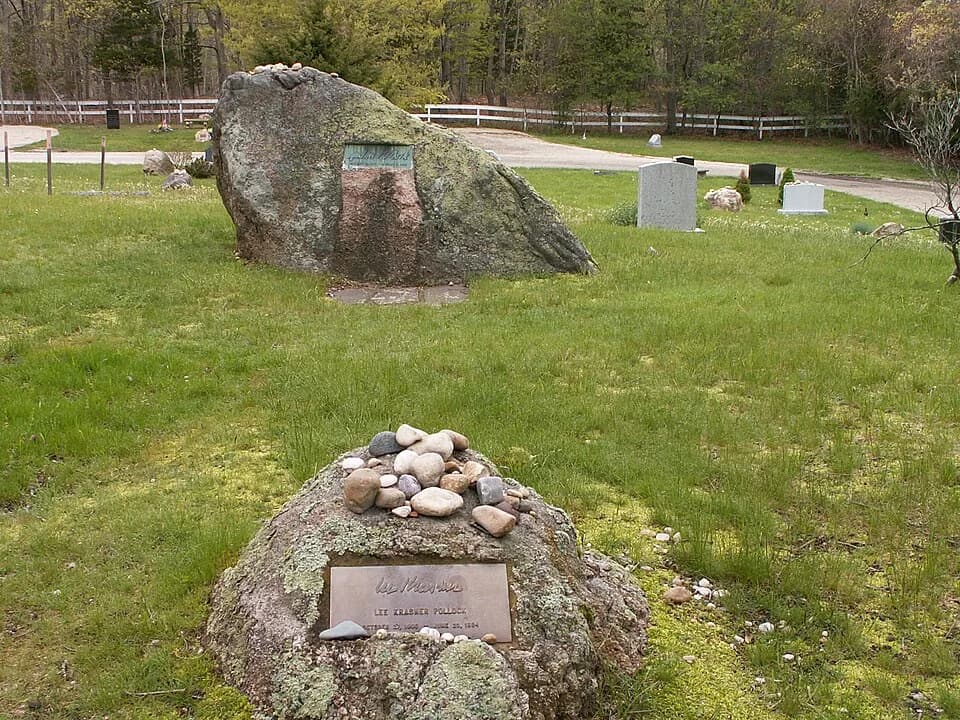 Jackson Pollock - Jackson Pollock and Lee Krasner stones in Green River Cemetery in Springs, New York.
