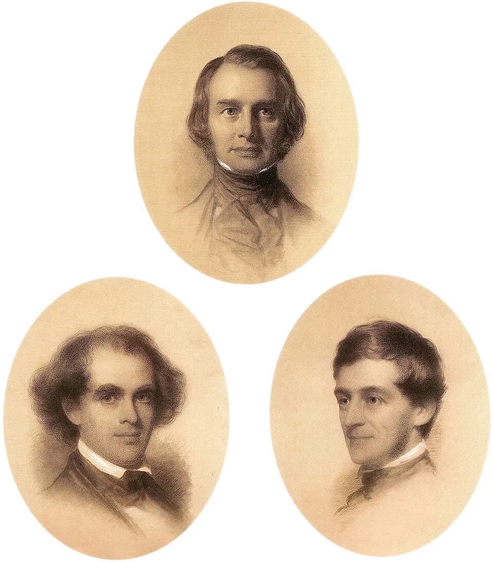 Henry Wadsworth Longfellow - Eastman Johnson - Henry Wadsworth Longfellow - Nathanel Hawthorne - Ralph Waldo Emerson - each Crayon and Chalk on Paper 21 x 19 in. oval - 1846 - Scanned from Eastman Joh