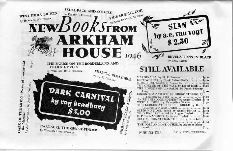 H. P. Lovecraft - 1946 Arkham House advertisement