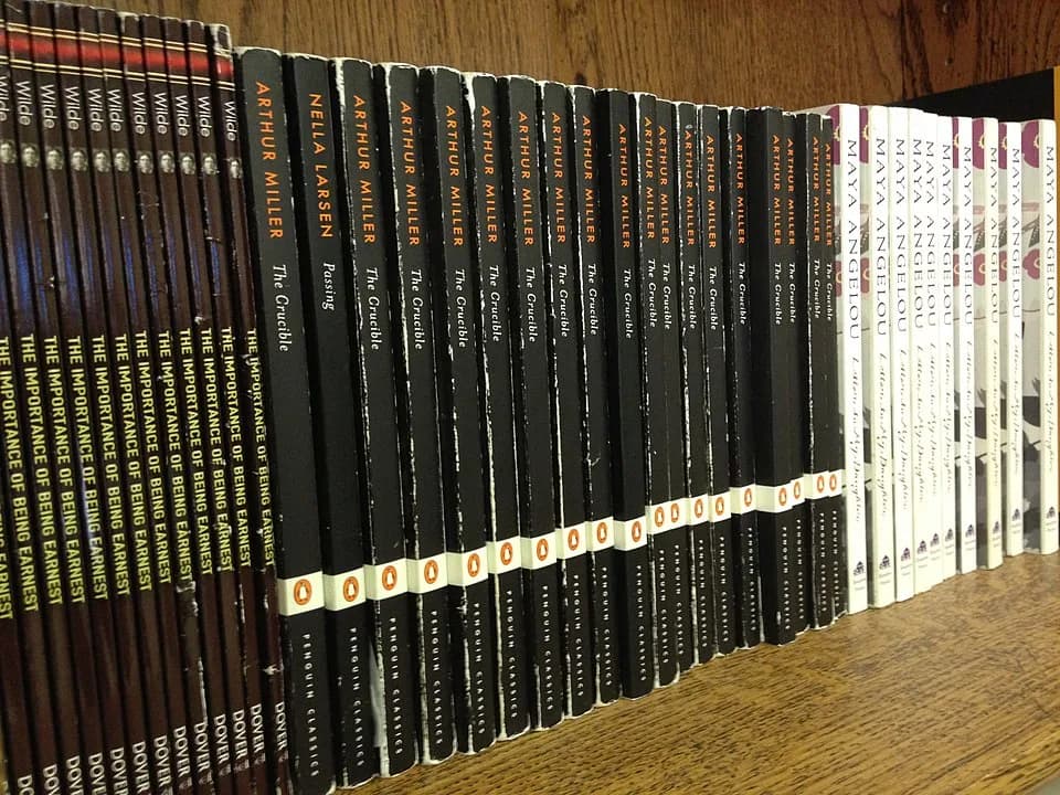 Arthur Miller - Classroom sets of classic books on a bookshelf