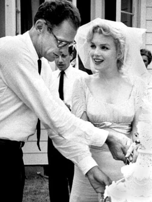 Arthur Miller - Photo of Marilyn Monroe and Arthur Miller at their wedding from the May 1961 issue of TV-Radio Mirror.
Note this is a larger, better quality uncropped copy of the photo seen on Radio-T