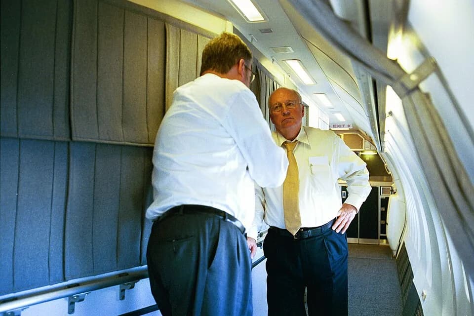 Dick Cheney - Vice President Cheney Talks with David Addington Aboard Air Force Two - DPLA - 6216d7123ae3635255c6a73994516de6.jpg