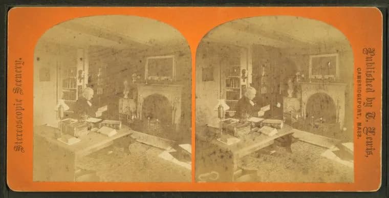 Louisa May Alcott - View of Amos Alcott in his study, by Lewis, Thomas, d. 1901.jpg